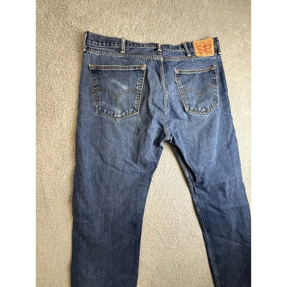 Levis 505 Jeans Mens Size 38 X 34 Blue Straight Leg‎ Dark Wash Classic Denim